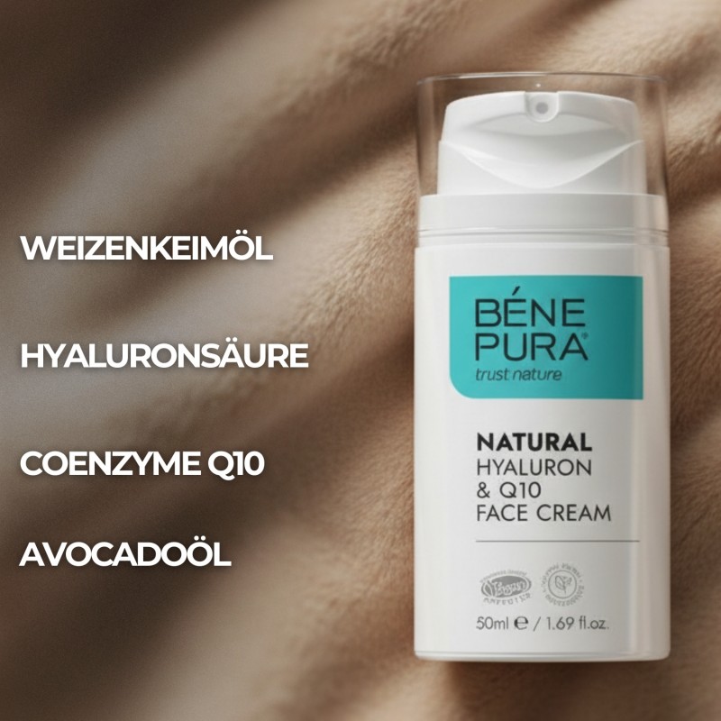 Natürliche Gesichtscreme mit Hyaluron und Coenzym Q10 - 50ml