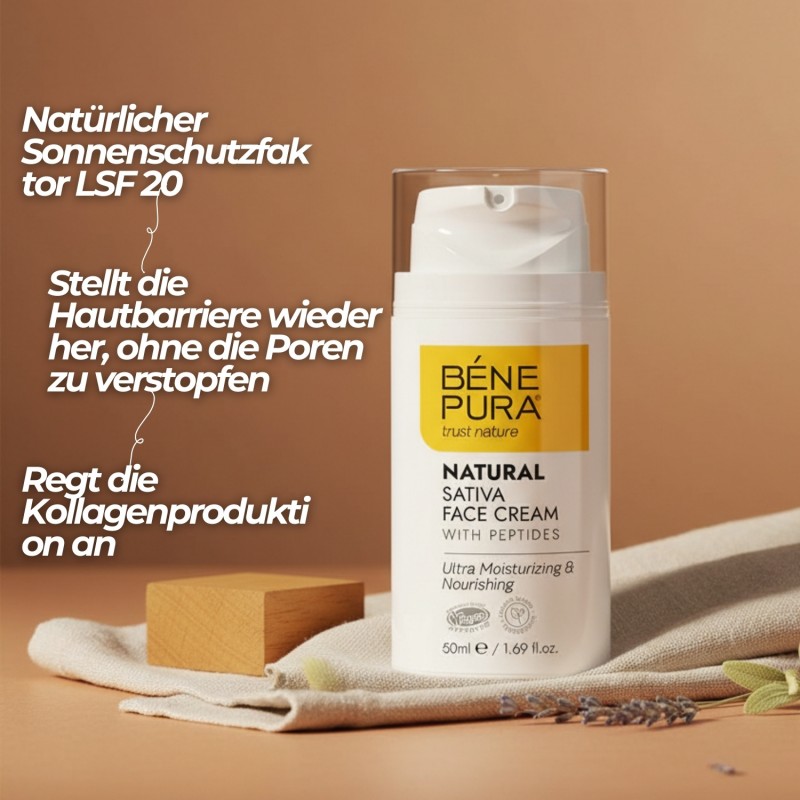 Natürliche feuchtigkeitsspendende Gesichtscreme mit Sativa - 50ml