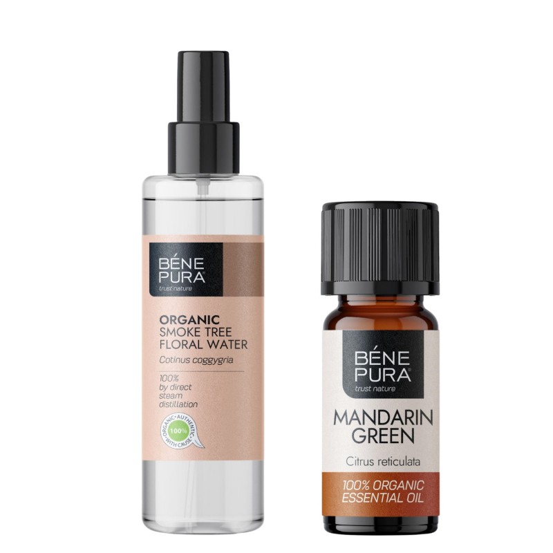 Hilfe bei Akne und Pickeln mit Perückenstrauch Blütenwasser und Ätherisches Mandarinenöl - GMC