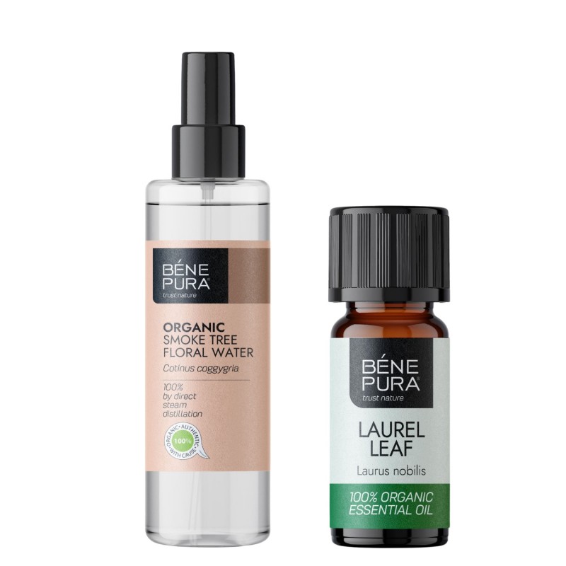 Linderung von Akne und Pickeln mit Perückenstrauch Blütenwasser und Ätherisches Lorbeeröl - GMC