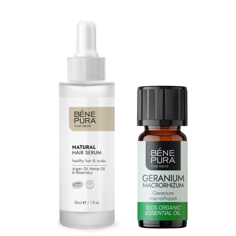 Natürliches Haarserum und Bio Ätherisches Geranienöl