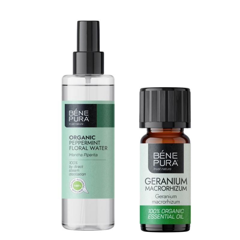 Bio Minz Blütenwasser und Bio Ätherisches Geranienöl