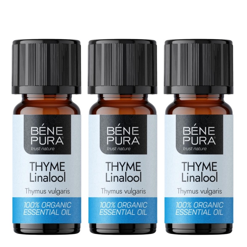 3x Bio Ätherisches Thymian Linalool Öl - 10ml - Benepura.de 3x Bio Ätherisches Thymian Linalool Öl - 10ml