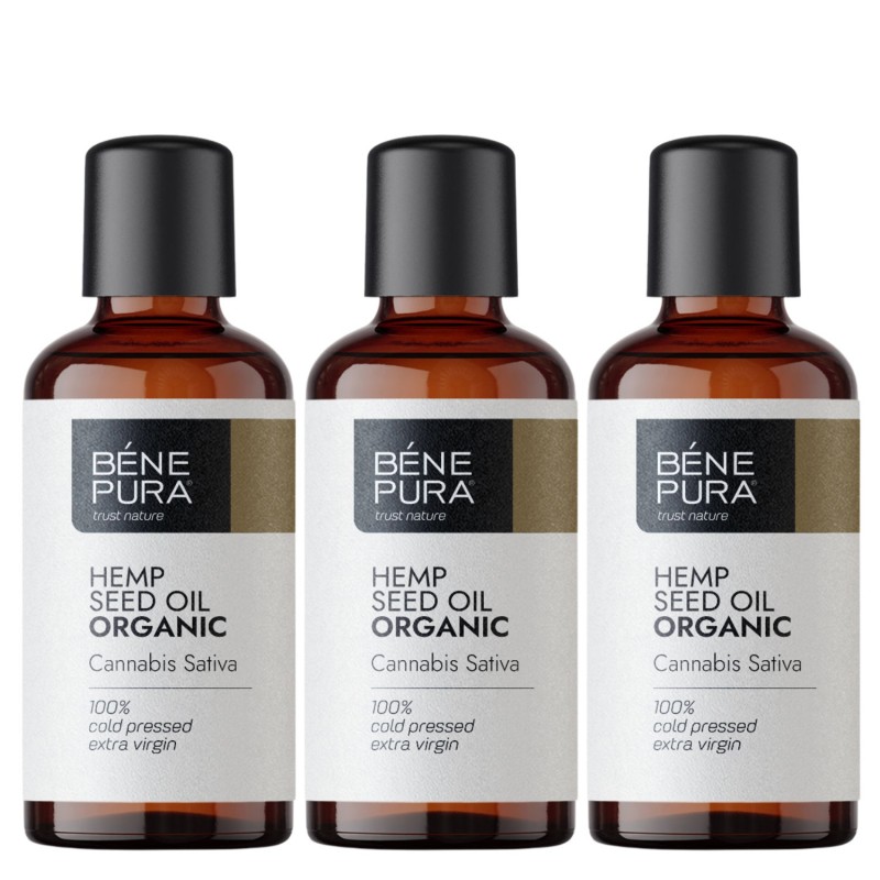 3x Bio Hanfsamen Trägeröl - 100ml - Benepura.de 3x Bio Hanfsamen Trägeröl - 100ml