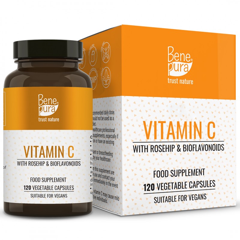 Vitamin C 500mg mit Hagebutte und Bioflavonoiden - 120 Kapseln - Nahrungsergänzungsmittel